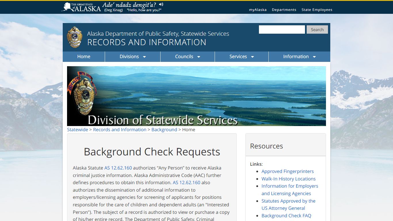Home - Background - Records and Information - Alaska Department of ...